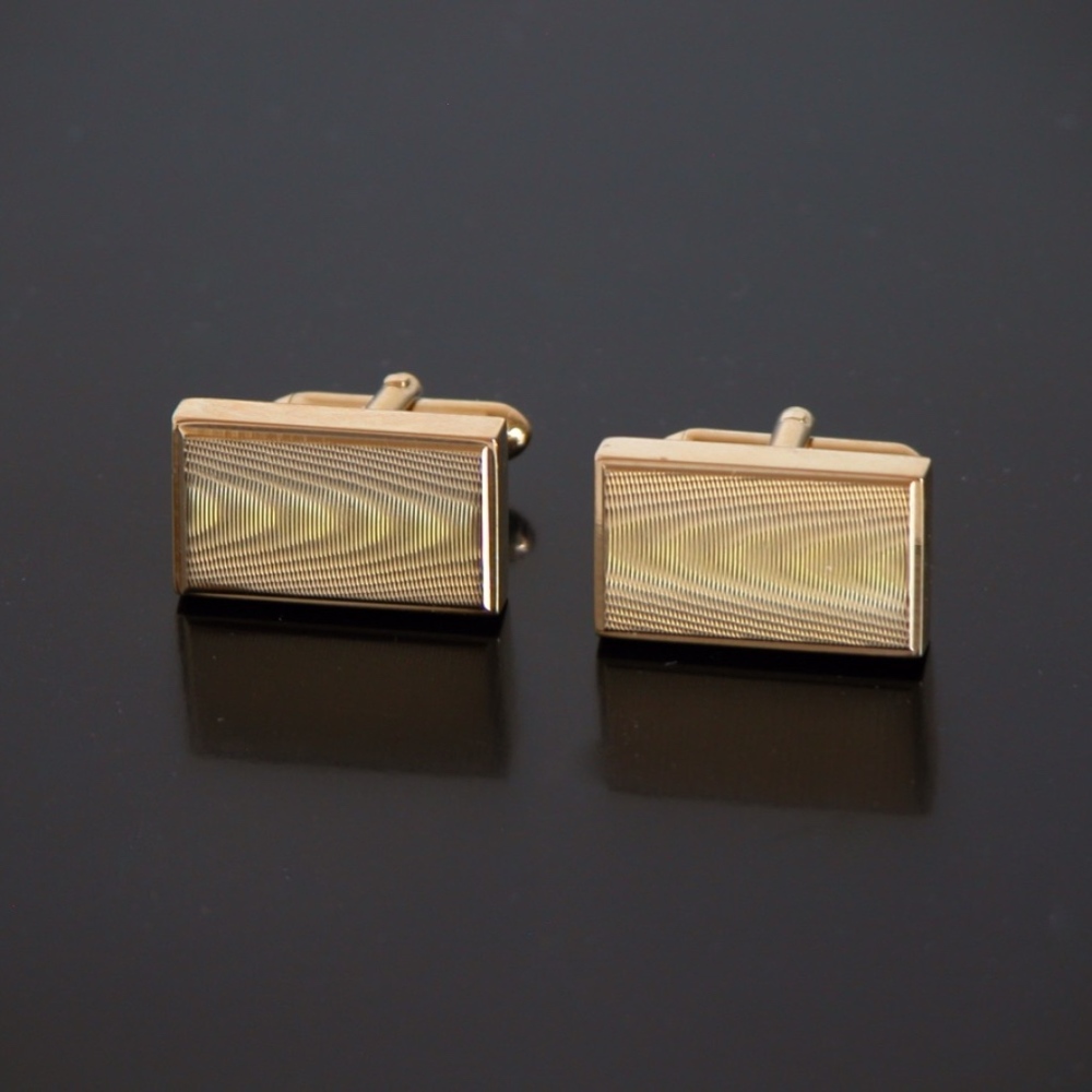 Modern Cufflinks Rectangular Gold Tone - image 4